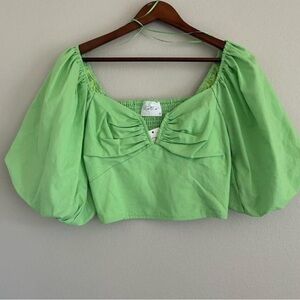 Green Puff Sleeve Top